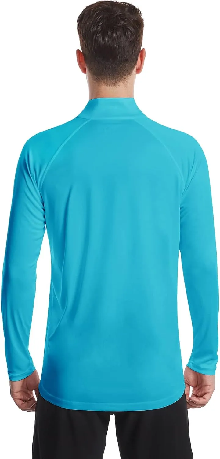DAYOUNG Mens Zip Pullover UPF 50  Sun Protection Long Sleeve Hiking Fishing Outdoors Performance T-Shirt