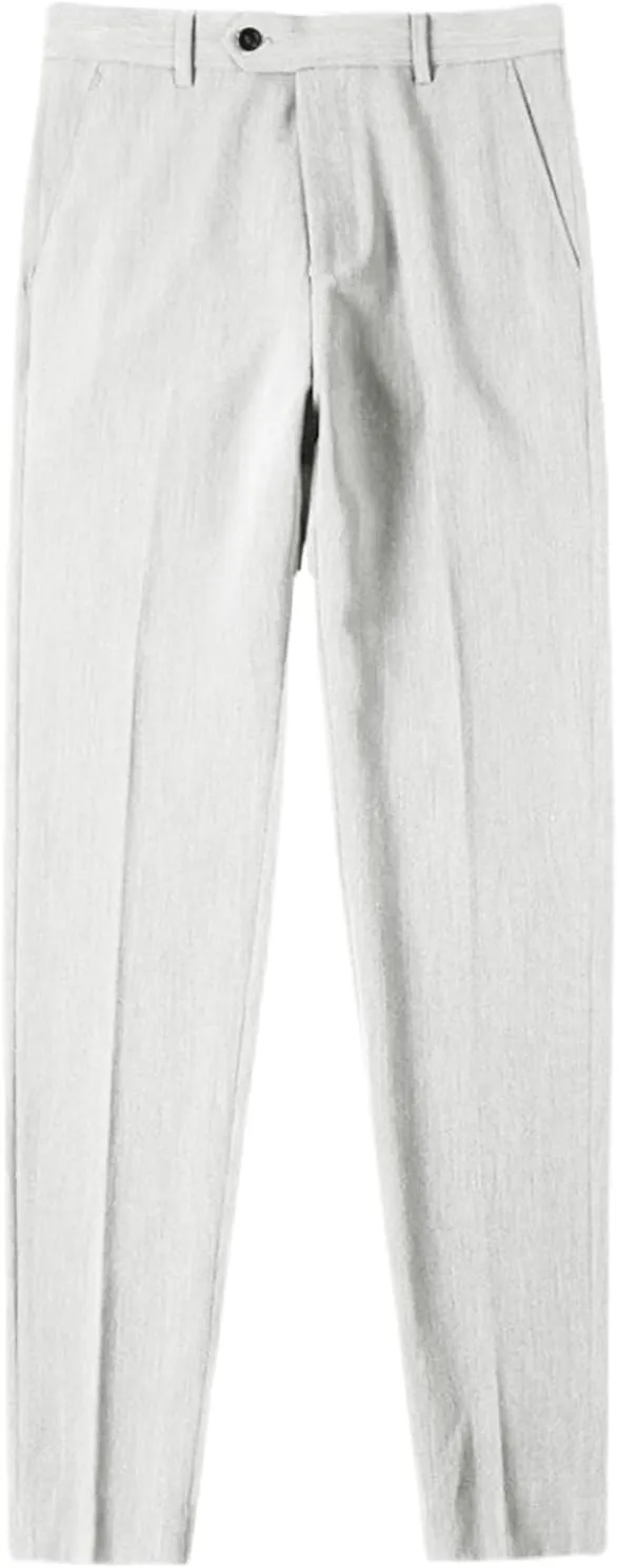 DGHM-JLMY Men's Summer Thin British Cropped Pants Slim Fit Ankle-Length Dress Pants Stretch Cropped Skinny Pants