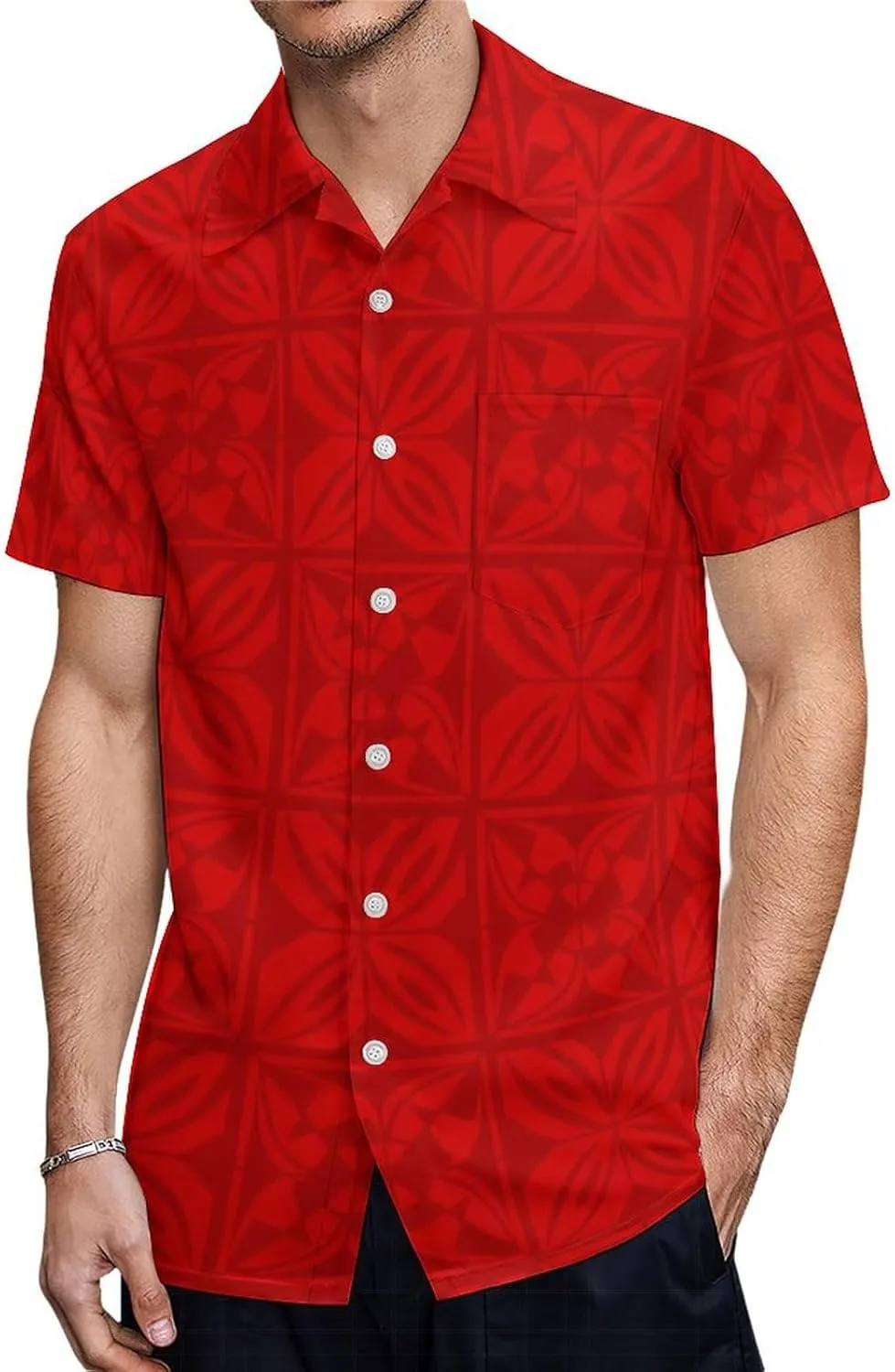 Dongfangyoupin Women's Bodycon Long Skirt Samoan Dress and Men's Short Sleeve Shirt Polynesian Island with Couple Outfit