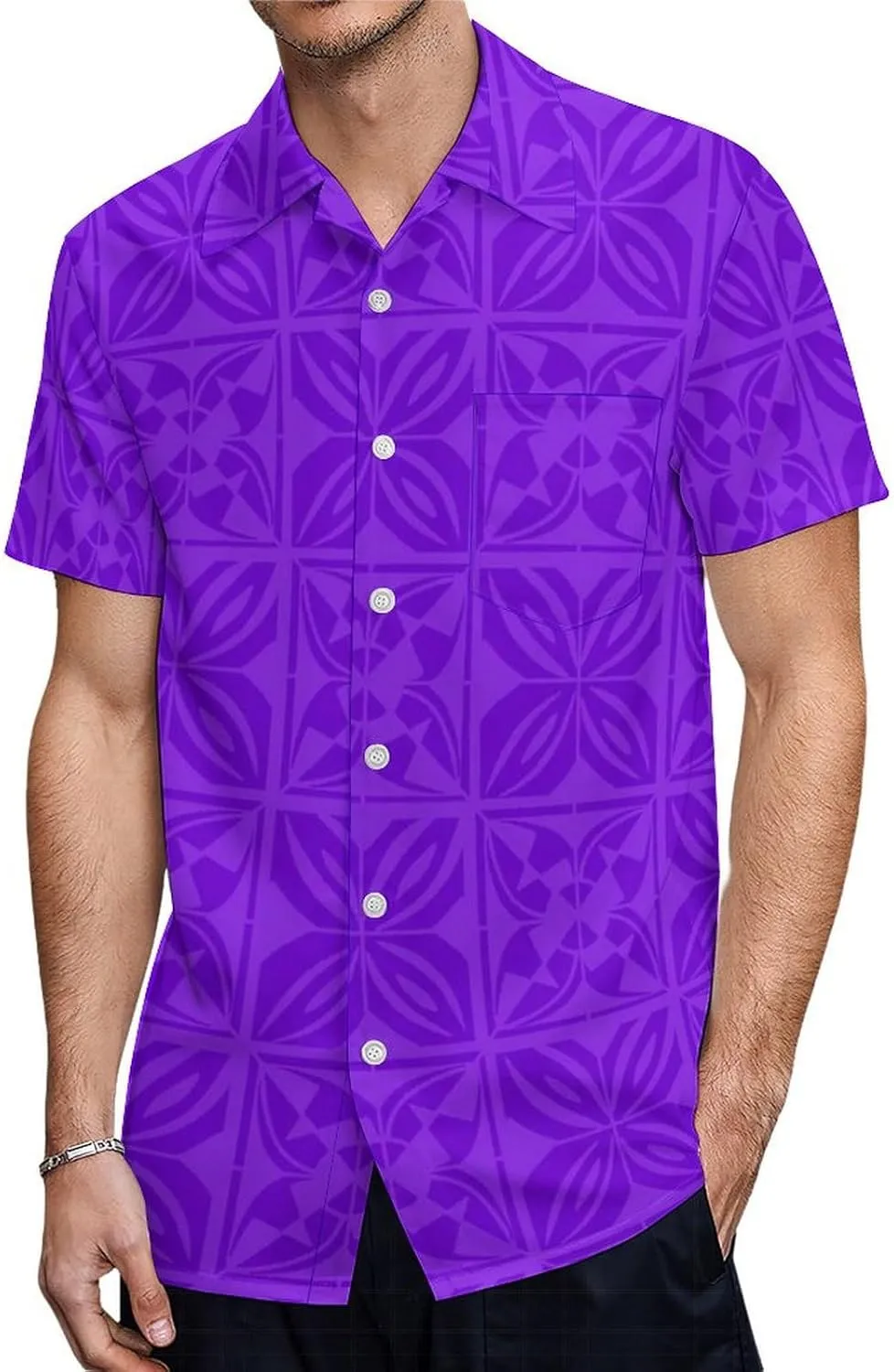Dongfangyoupin Women's Bodycon Long Skirt Samoan Dress and Men's Short Sleeve Shirt Polynesian Island with Couple Outfit