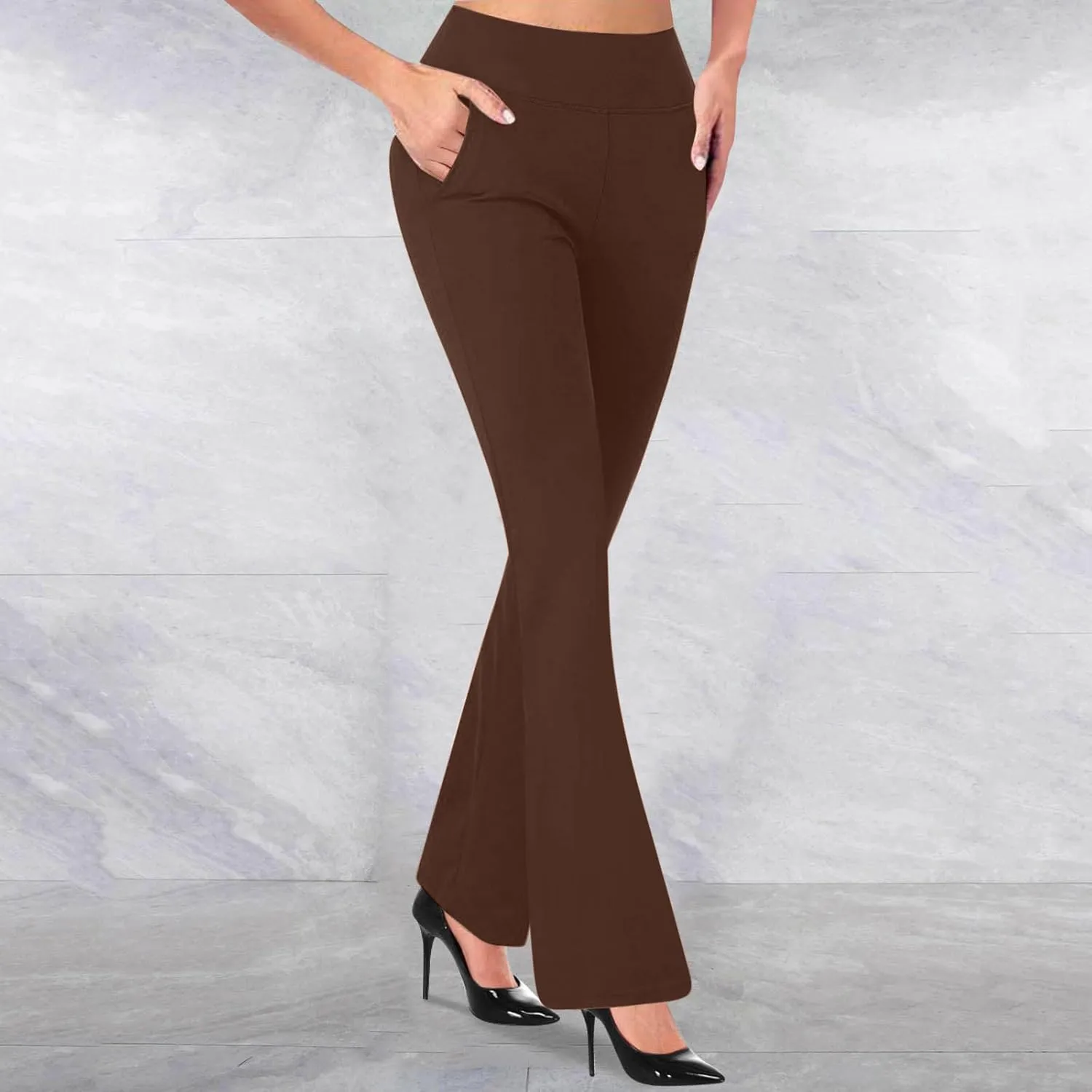 Dressy Pants for Women 2025 Business Casual Work High Waist Stretchy Knit Trousers Daily Pull on Office Slacks Bottom