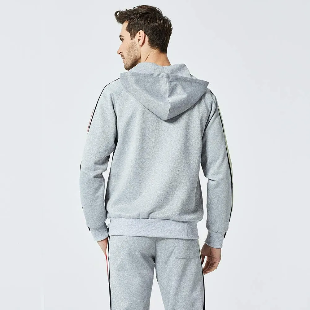 DUOFIER Men's Hooded Athletic Tracksuit Casual Full Zip Jogging SweatSuits