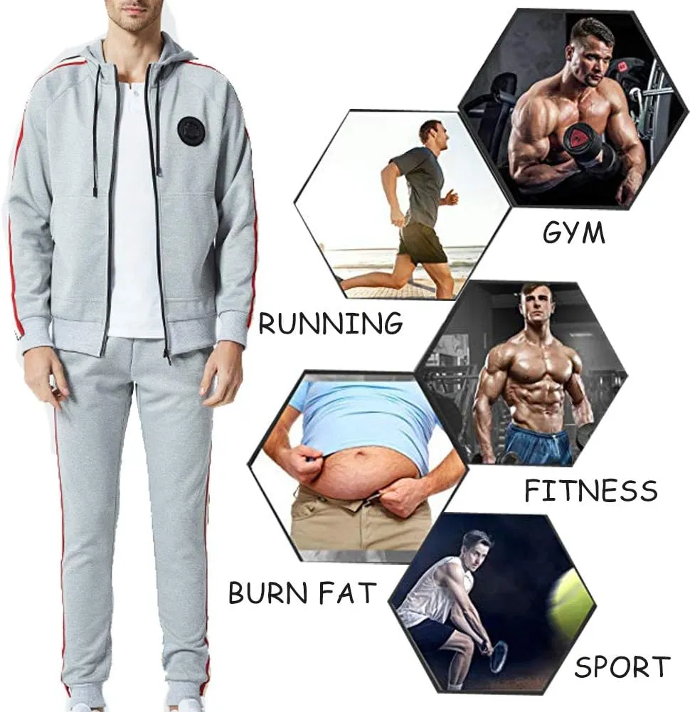 DUOFIER Men's Hooded Athletic Tracksuit Casual Full Zip Jogging SweatSuits