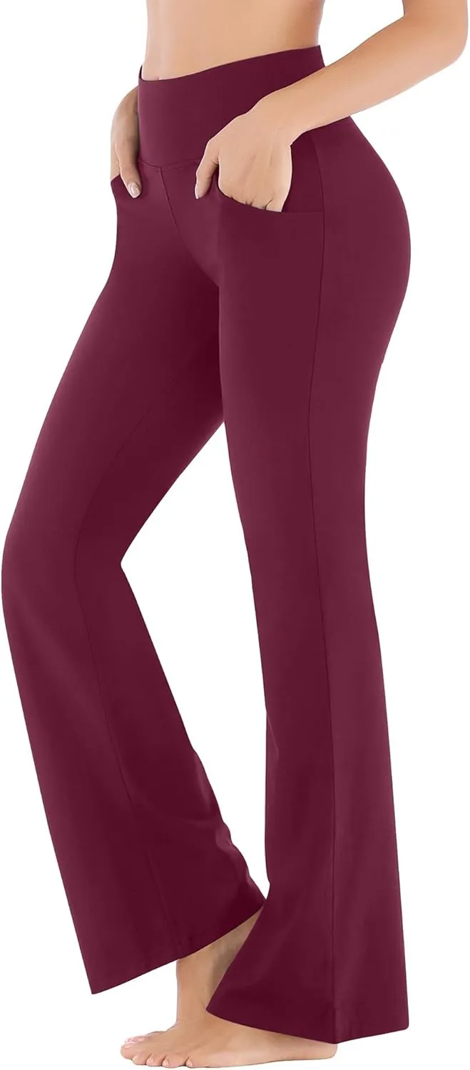 Ewedoos Bootcut Yoga Pants with Pockets for Women Wide Leg Pants Woman High Waisted Stretchy Work Pants for Yoga Workout