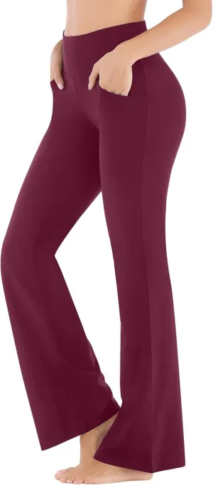 Ewedoos Bootcut Yoga Pants with Pockets for Women Wide Leg Pants Woman High Waisted Stretchy Work Pants for Yoga Workout
