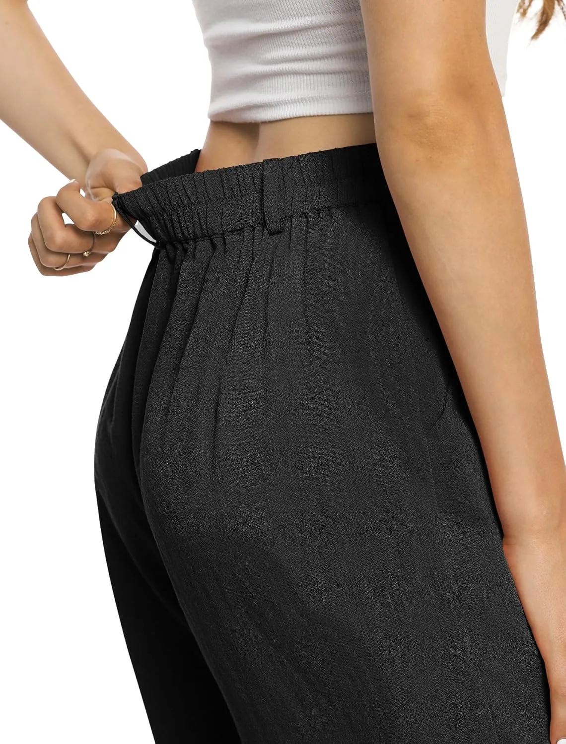 Feiersi Womens Casual Wide Leg Pants High Waisted Button Down Straight Long Trousers Palazzo Pants