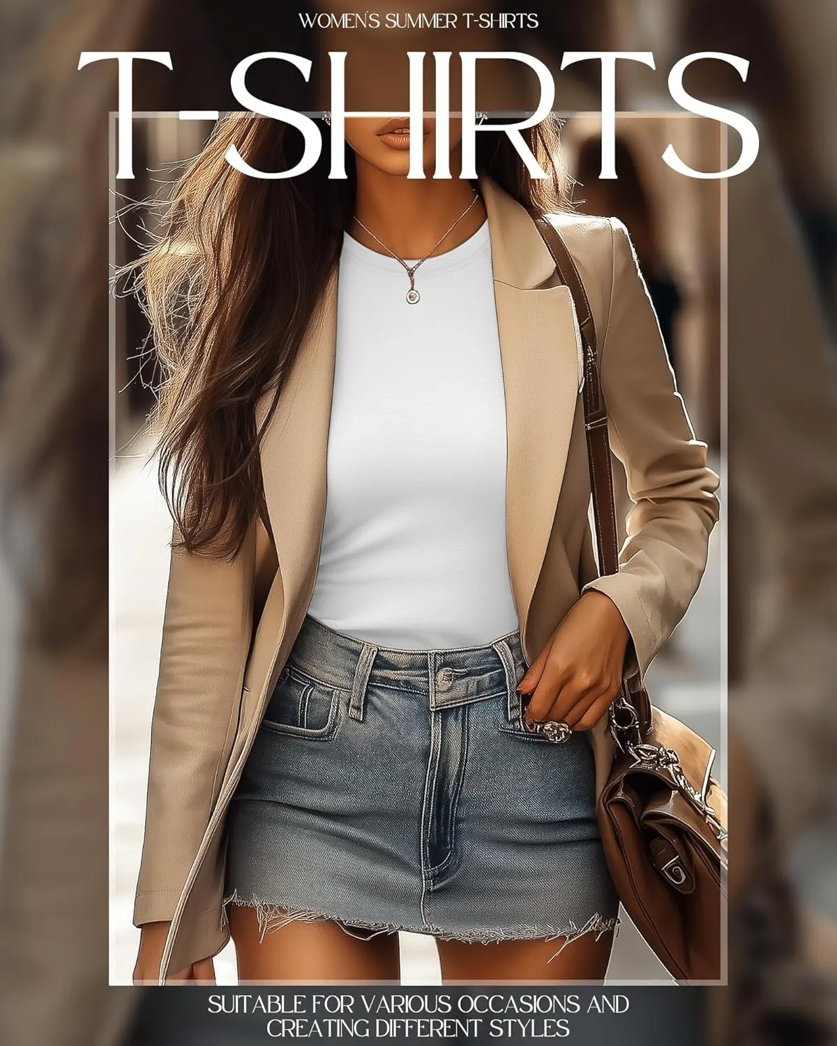 Ficerd 4 Pack Women's Short Sleeve T Shirts Cotton Crew Neck Slim Fitted Tops Basic Casual Shirts Stretchy Going Out Tees