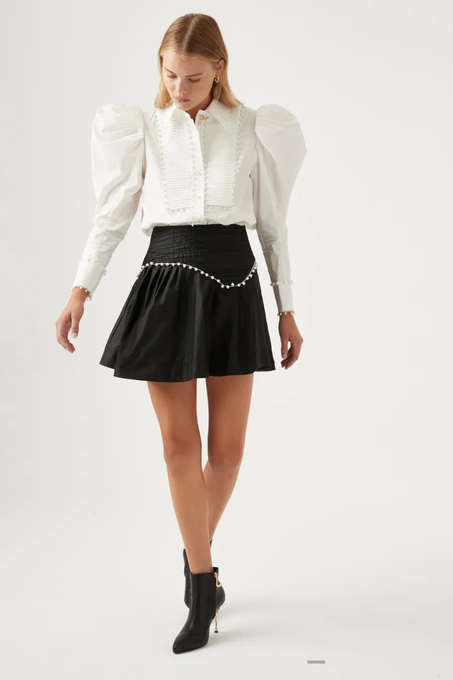 Florence Pearl Trim Blouse Ivory
