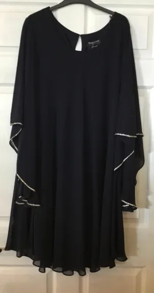 Frank Lyman Sheer Overlay Dress w/Long Bell Sleeve Midnight Blue 229119