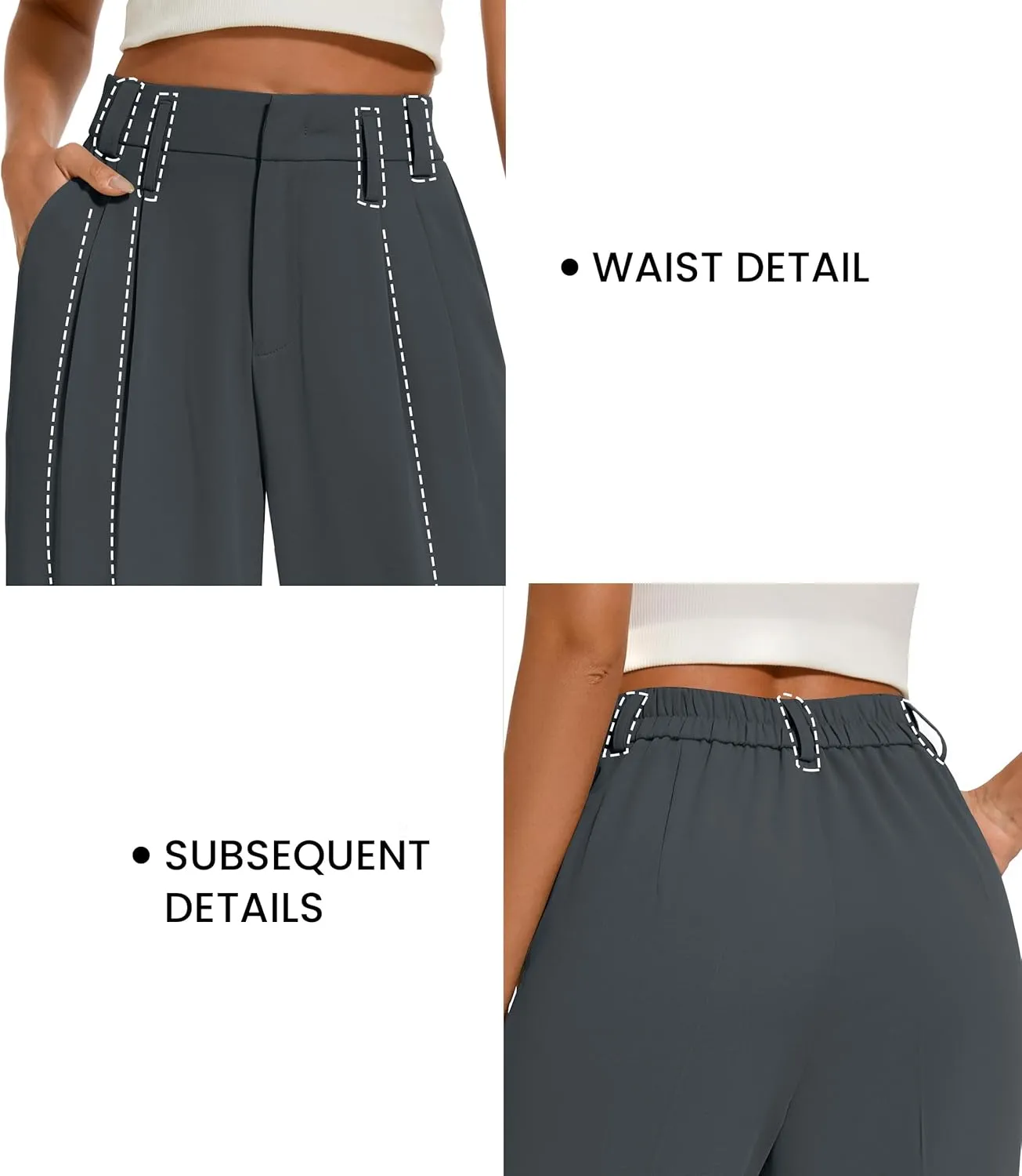 FUNYYZO Women's Loose Pleated Front Long Pants Wide Leg Trousers Solid Causal Dressy