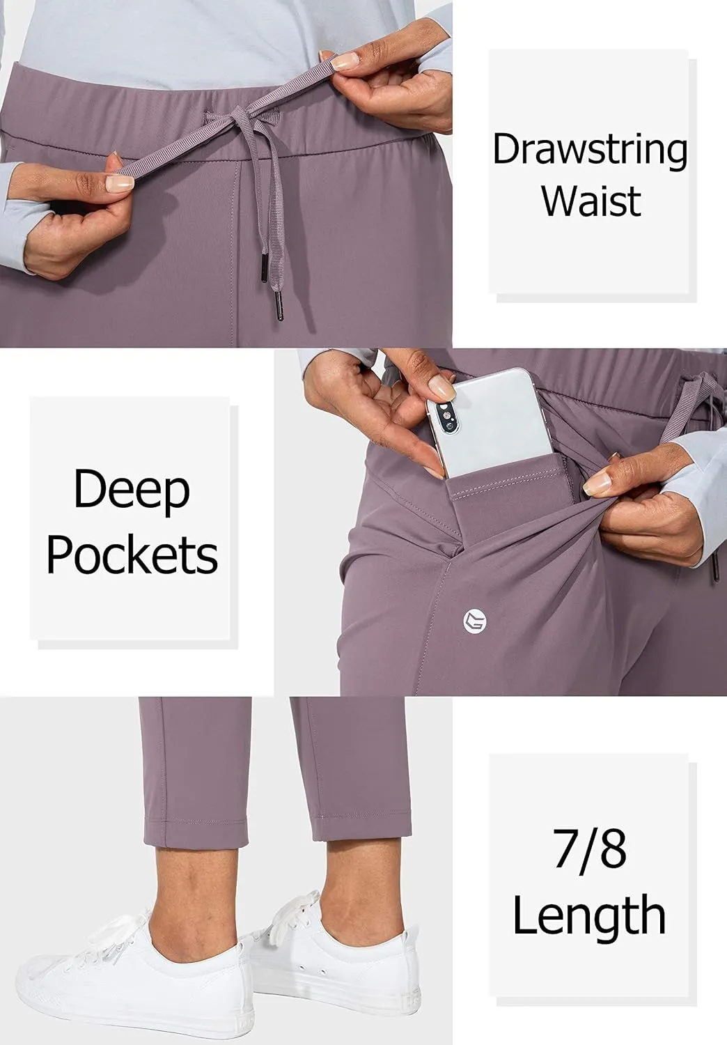 G Gradual Women's Pants with Deep Pockets 7/8 Stretch Ankle Sweatpants for Golf, Athletic, Lounge, Travel, Work
