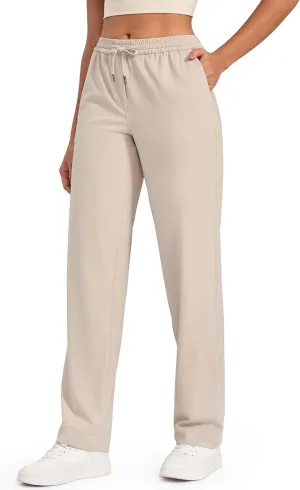 G4Free ShiftReady Yoga Pants for Women Business Casual Drawstring Pants Straight Leg Dress Pants for Work Petite/Regular/Tall