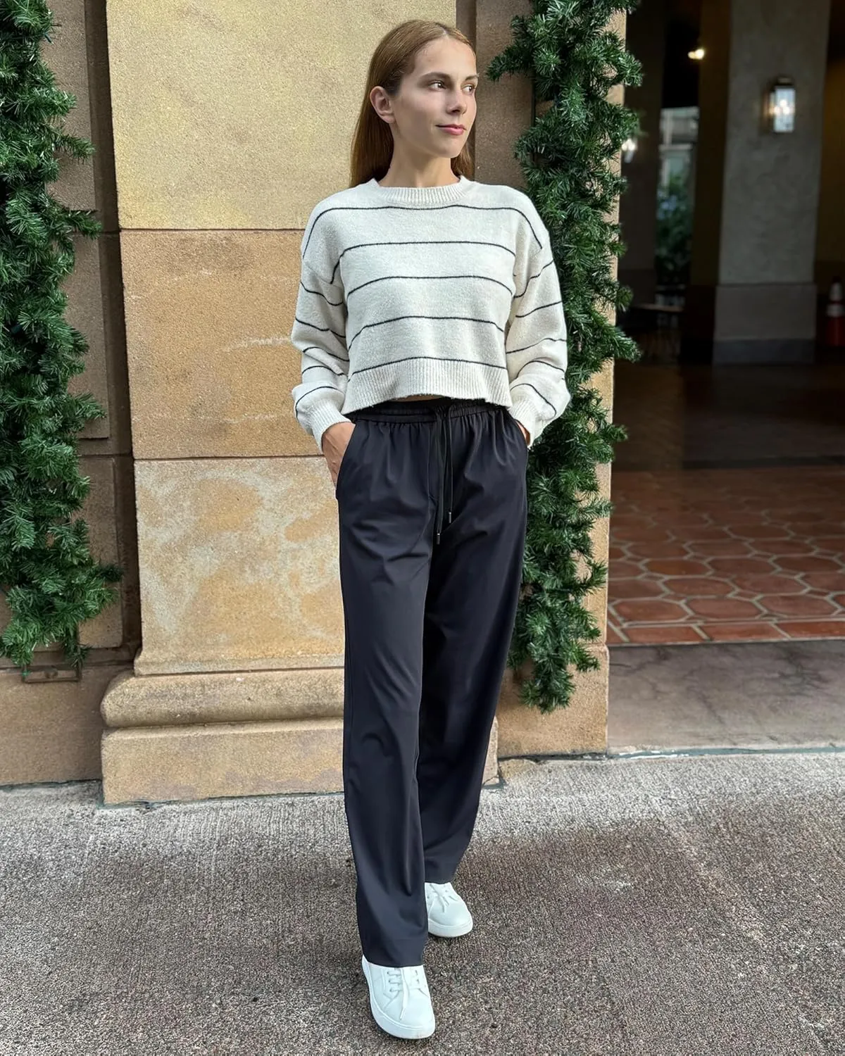G4Free ShiftReady Yoga Pants for Women Business Casual Drawstring Pants Straight Leg Dress Pants for Work Petite/Regular/Tall
