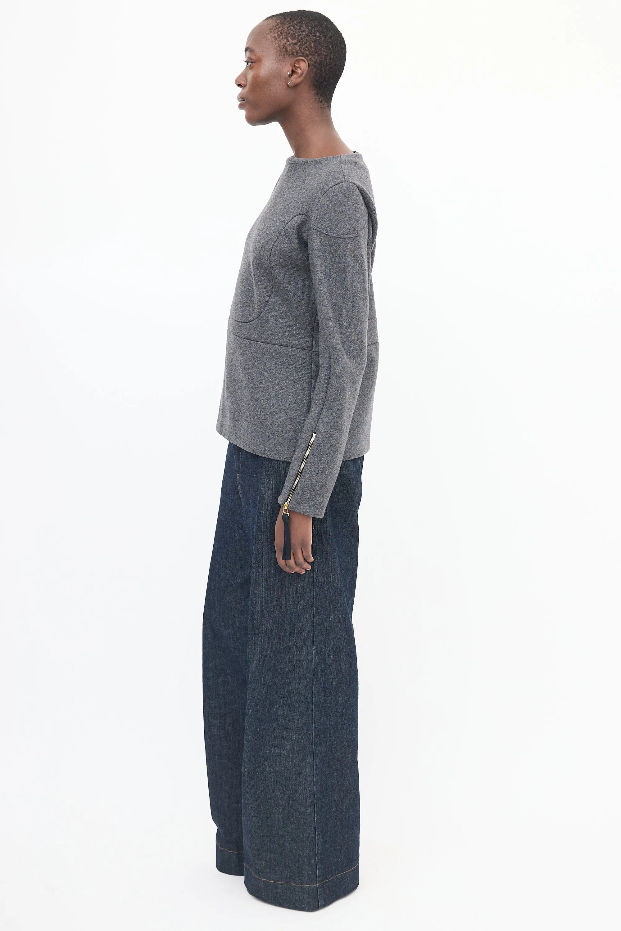 Grey Wool Zip Sweater