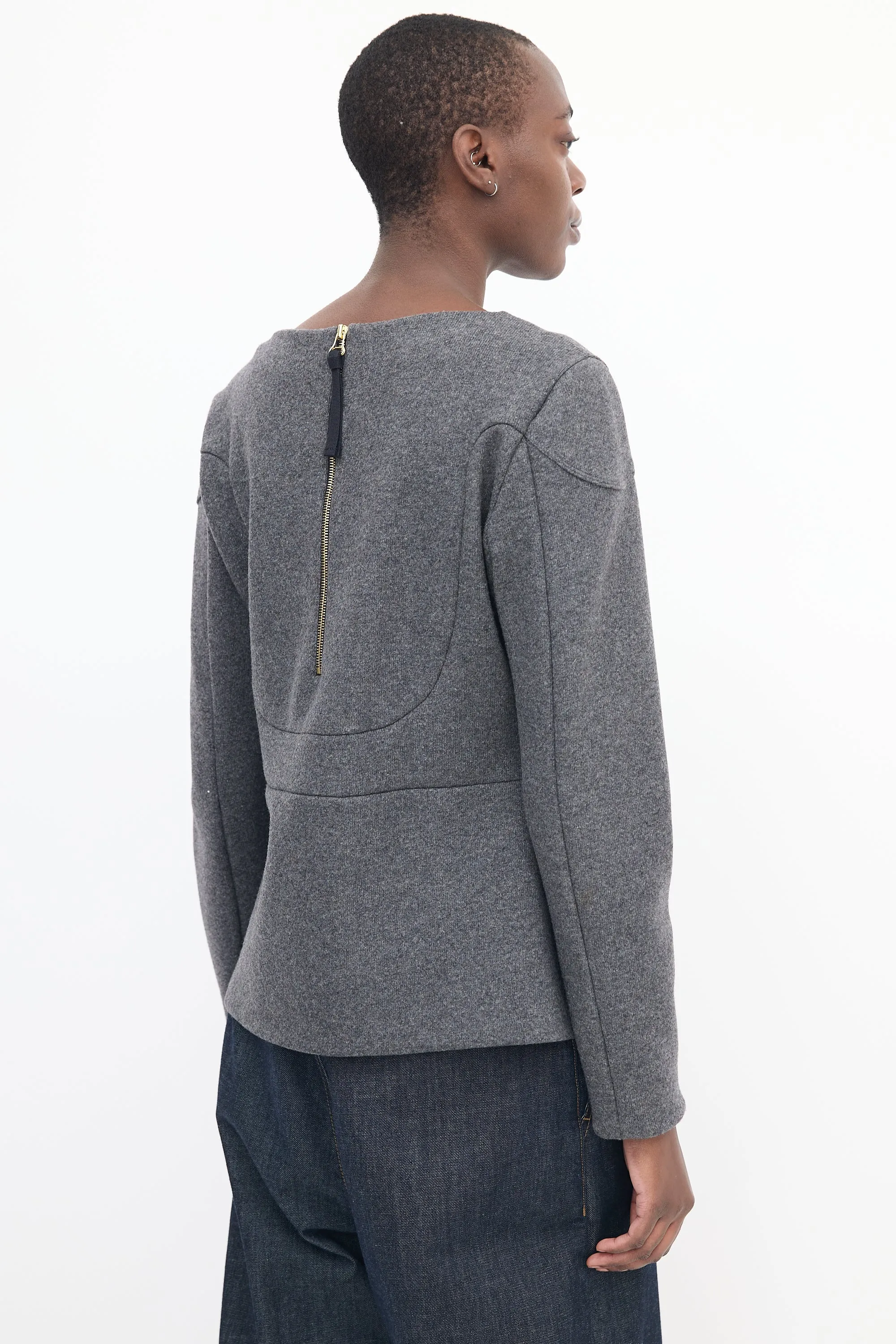 Grey Wool Zip Sweater