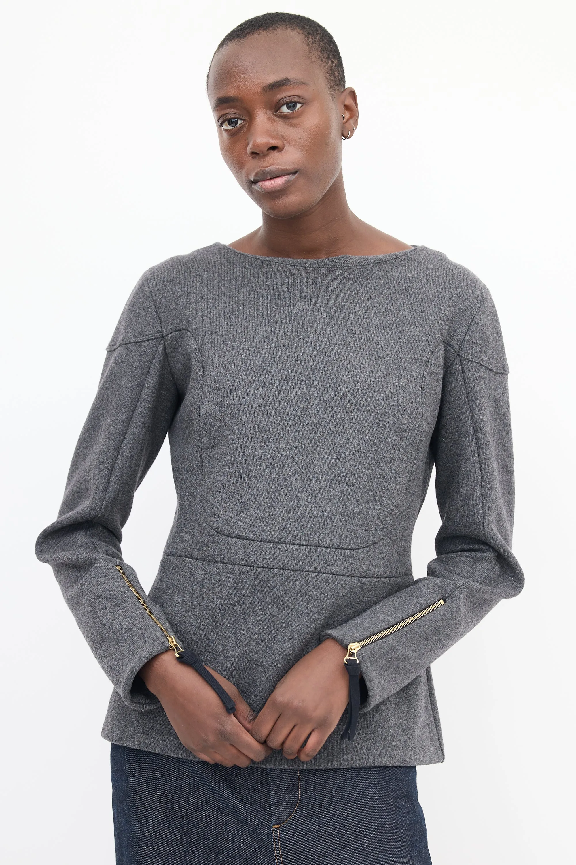 Grey Wool Zip Sweater