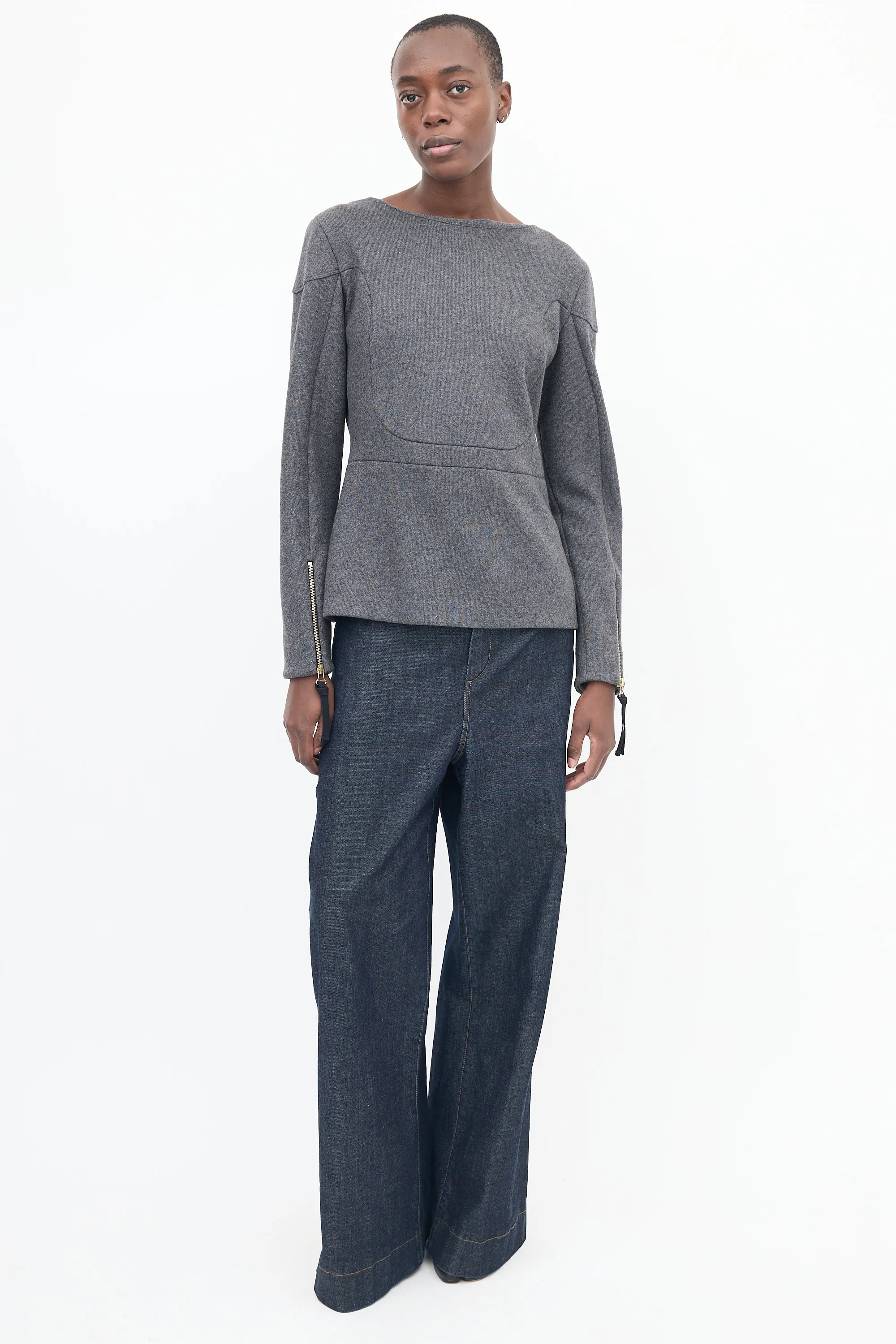 Grey Wool Zip Sweater