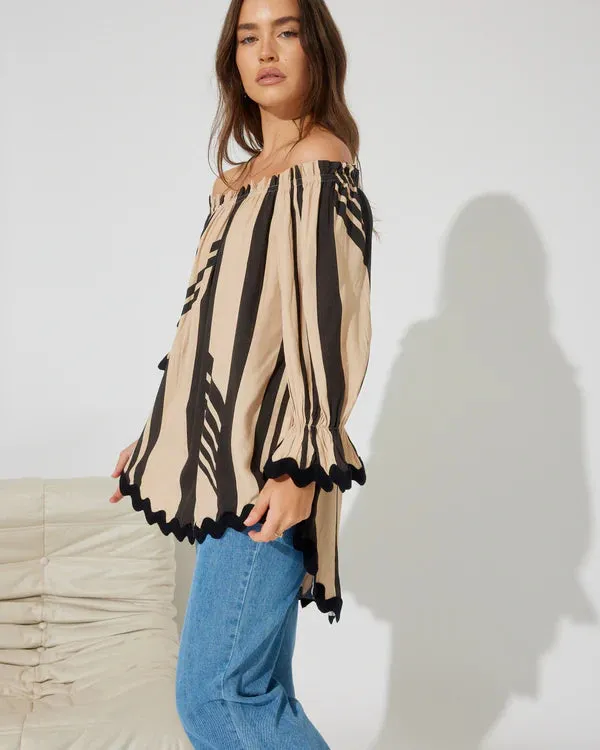 Hailee OTS Ric Rac Trim Top