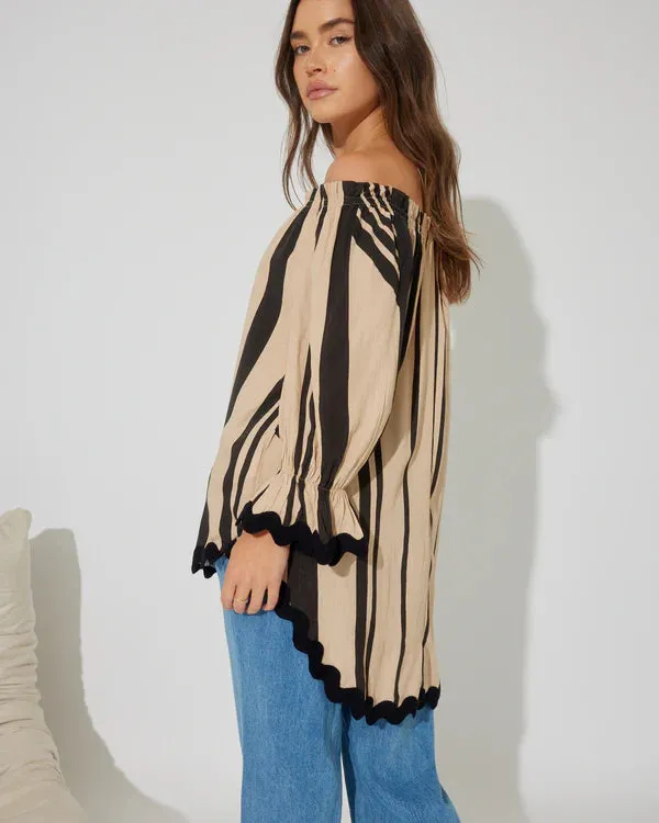Hailee OTS Ric Rac Trim Top
