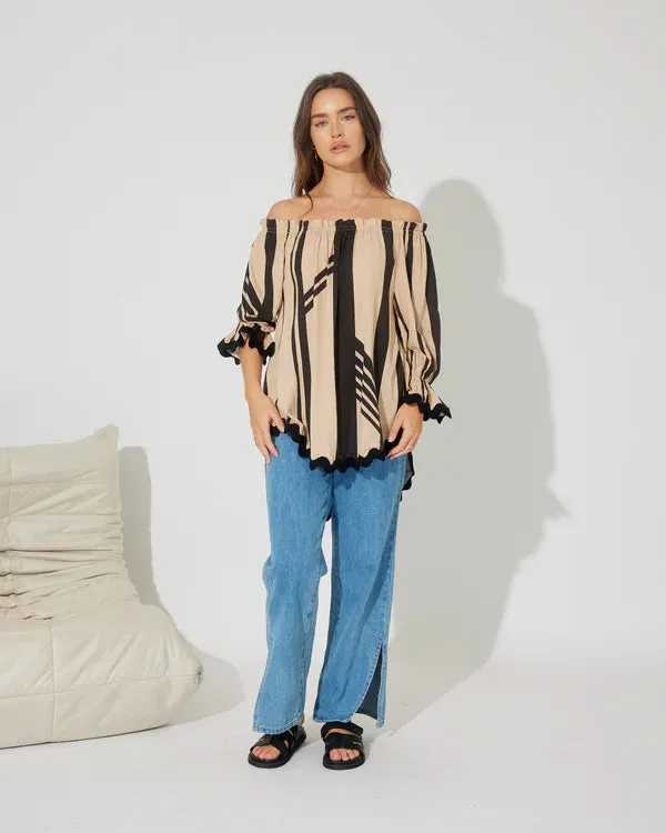 Hailee OTS Ric Rac Trim Top