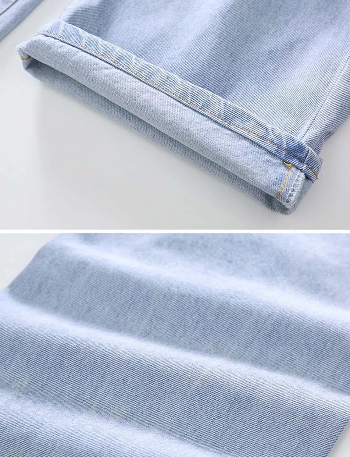 Happy Cherry Girls Jeans Straight Wide Leg Flare Denim Pants for All Seasons 5-15 Y