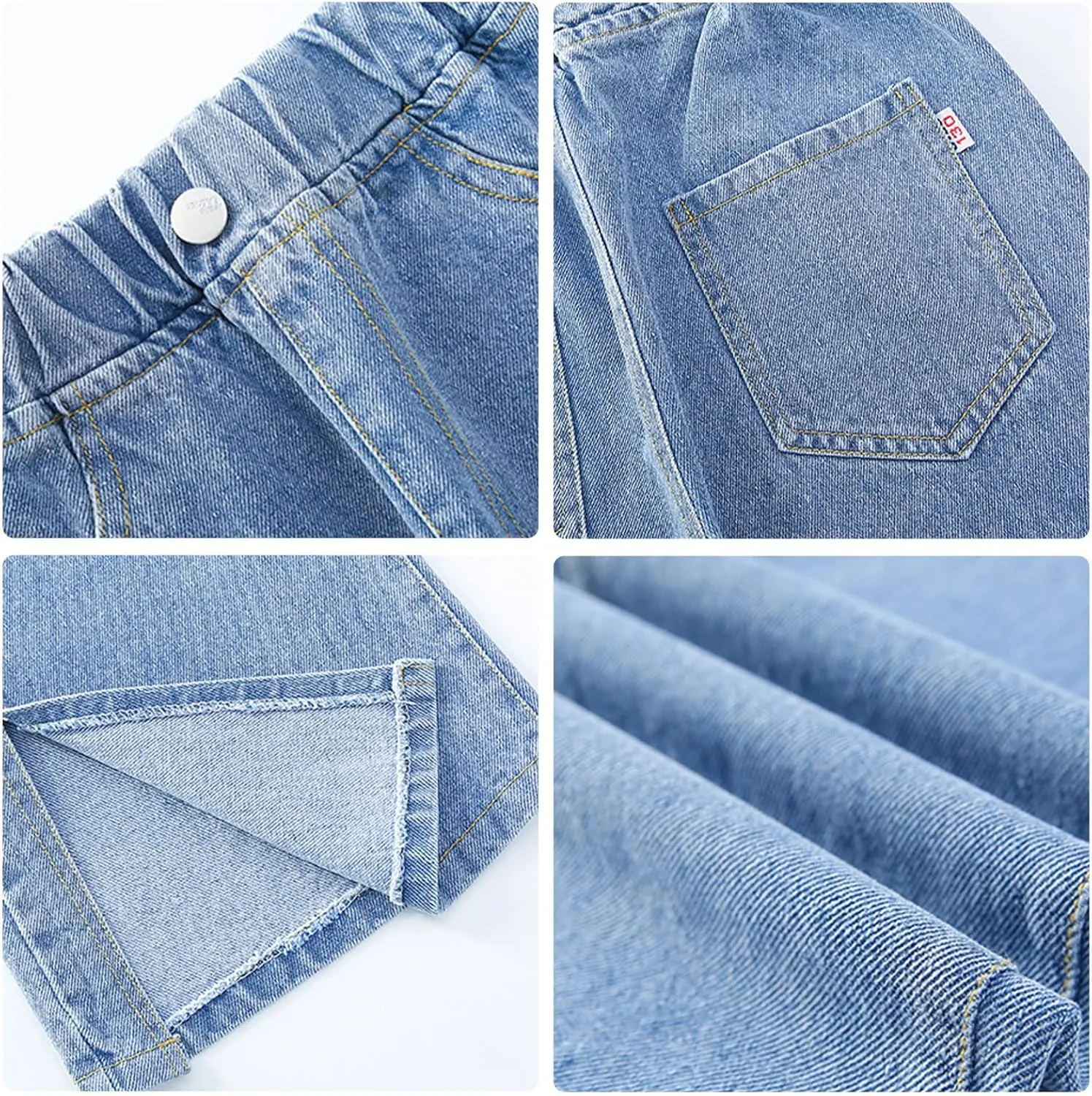 Happy Cherry Girls Jeans Straight Wide Leg Flare Denim Pants for All Seasons 5-15 Y