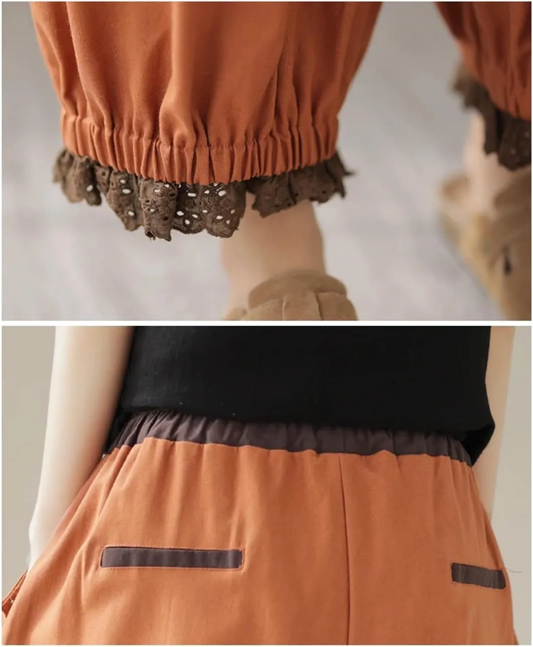 Hndudnff Women High Waist Harem Pants with Pockets Solid Trousers Loose Cotton Ankle-Length Pant