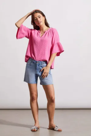 Holly Hi-Pink Cotton Gauze Raglan Sleeve Top - TRIBAL 5349O-4555-3097