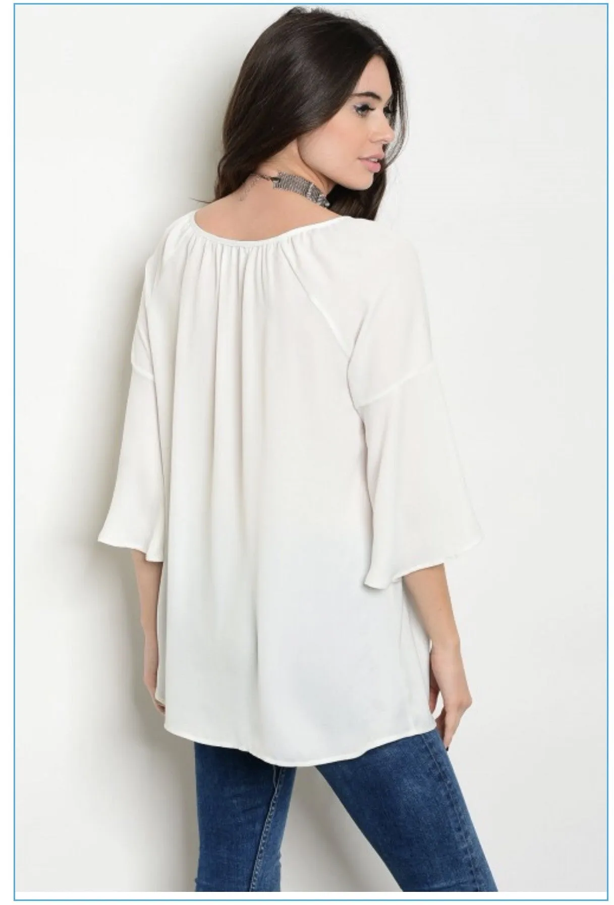 Ivory and Blue Embroidery