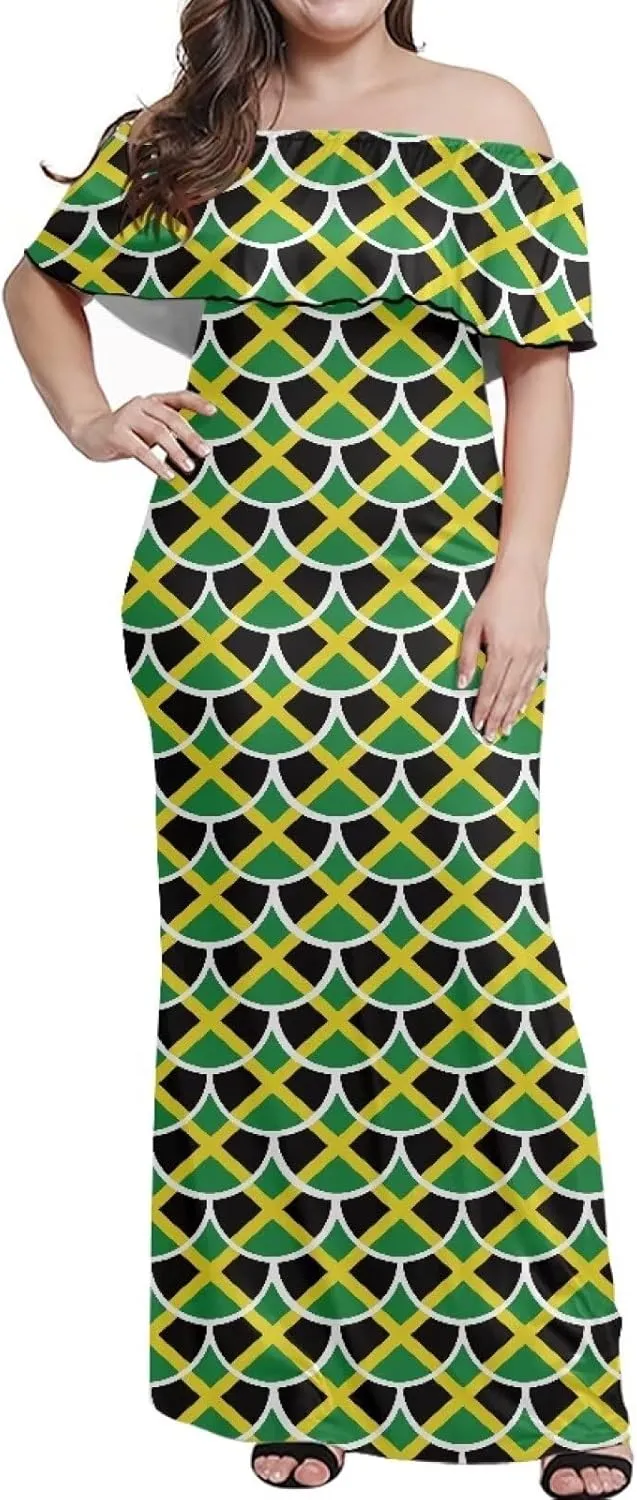 Jamaican Couple Matching Jamaican Clothing Jamaica Flag Dresses & Man Shirt Jamaican Couple Dress for Men and Women