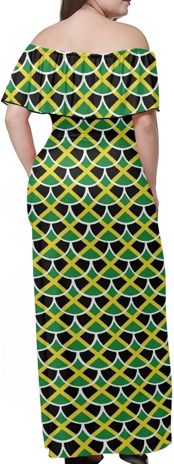 Jamaican Couple Matching Jamaican Clothing Jamaica Flag Dresses & Man Shirt Jamaican Couple Dress for Men and Women