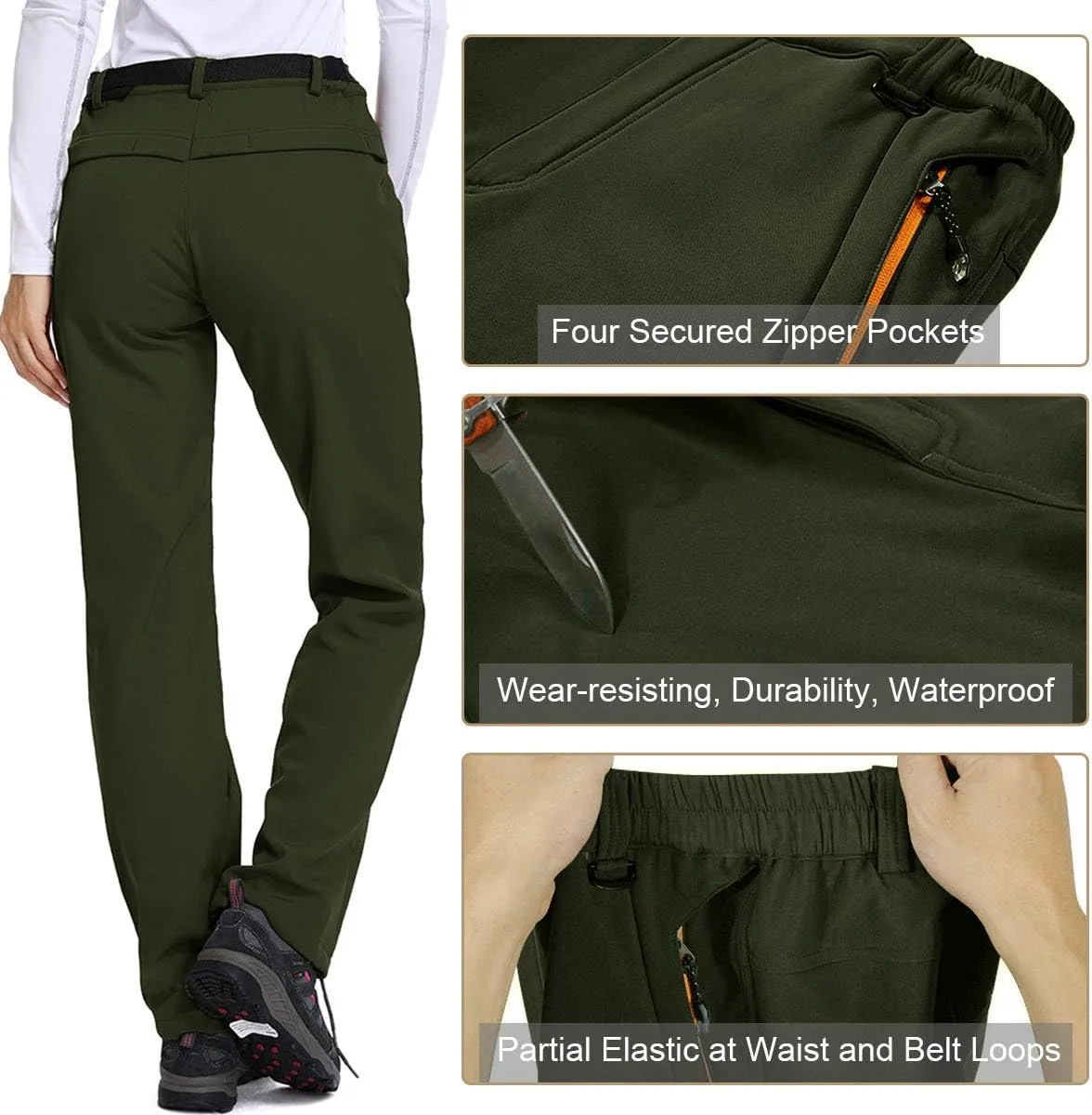 Jessie Kidden Women's Waterproof Pants Hiking Ski Snow Fish Fleece Lined Insulated Outdoor Golf Travel Pant