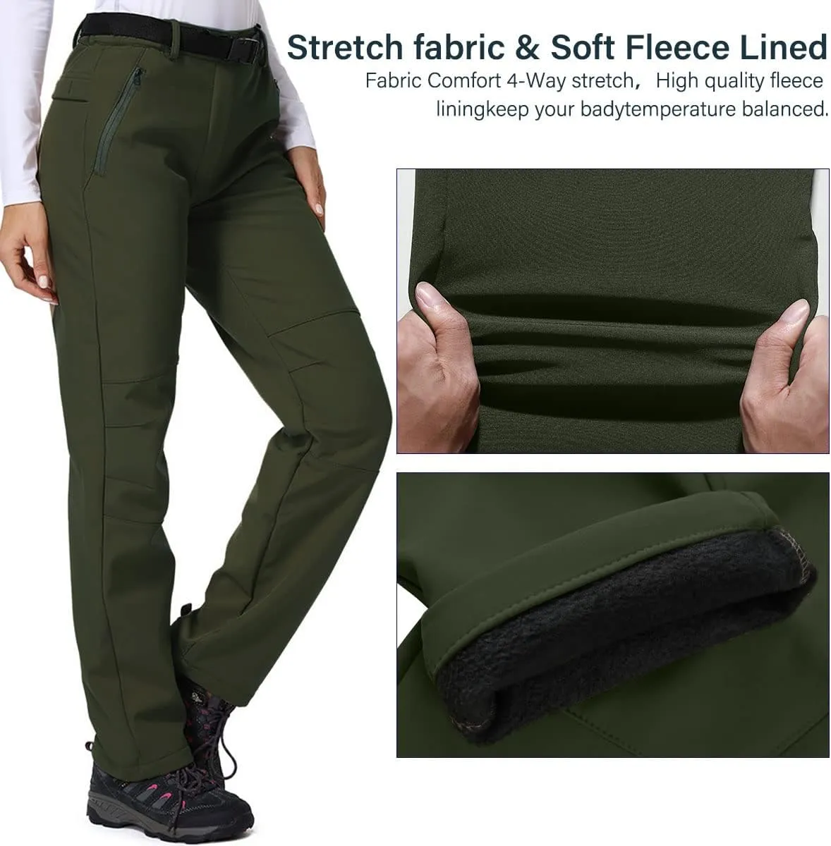 Jessie Kidden Women's Waterproof Pants Hiking Ski Snow Fish Fleece Lined Insulated Outdoor Golf Travel Pant