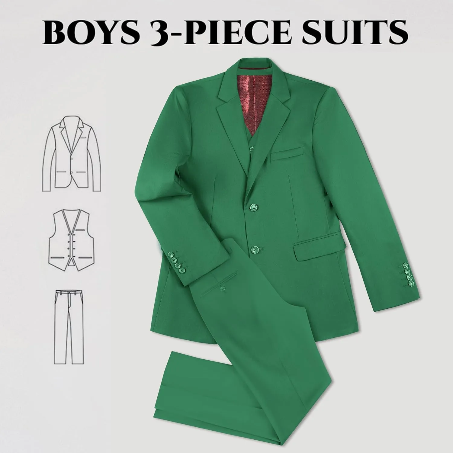 JPF Boy's Formal Suit Set Slim Fit Kids Tuxedo Suits for Wedding Teen Toddler Boy Dress Suit Outfit