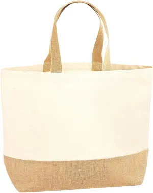 Jute Base Canvas Tote XL (W452) - Reusable Shopping Bag - Natural