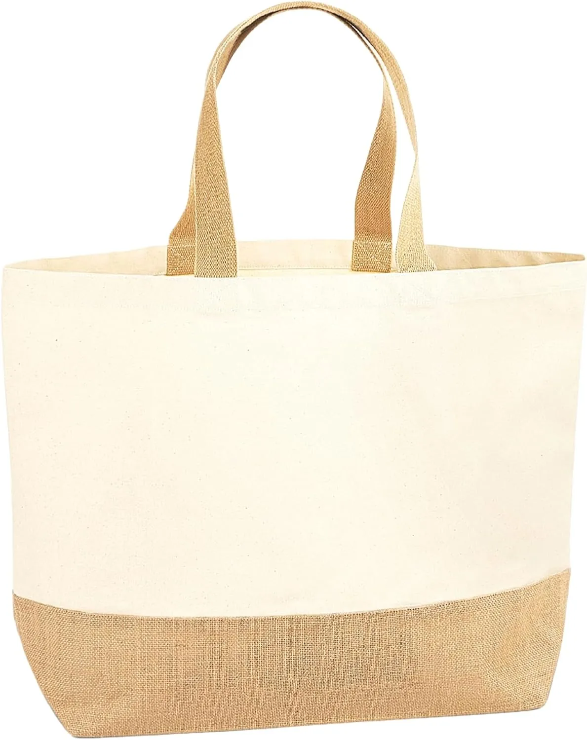 Jute Base Canvas Tote XL (W452) - Reusable Shopping Bag - Natural