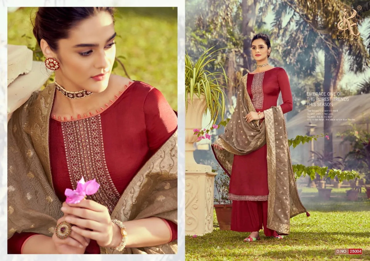 Kapil Fab Italian Silk Embroiderey Designer Work Salwar Suit