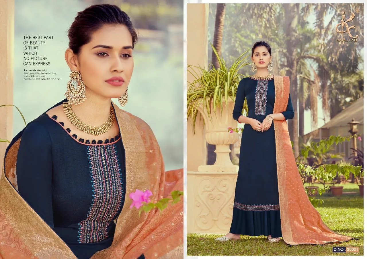 Kapil Fab Italian Silk Embroiderey Designer Work Salwar Suit