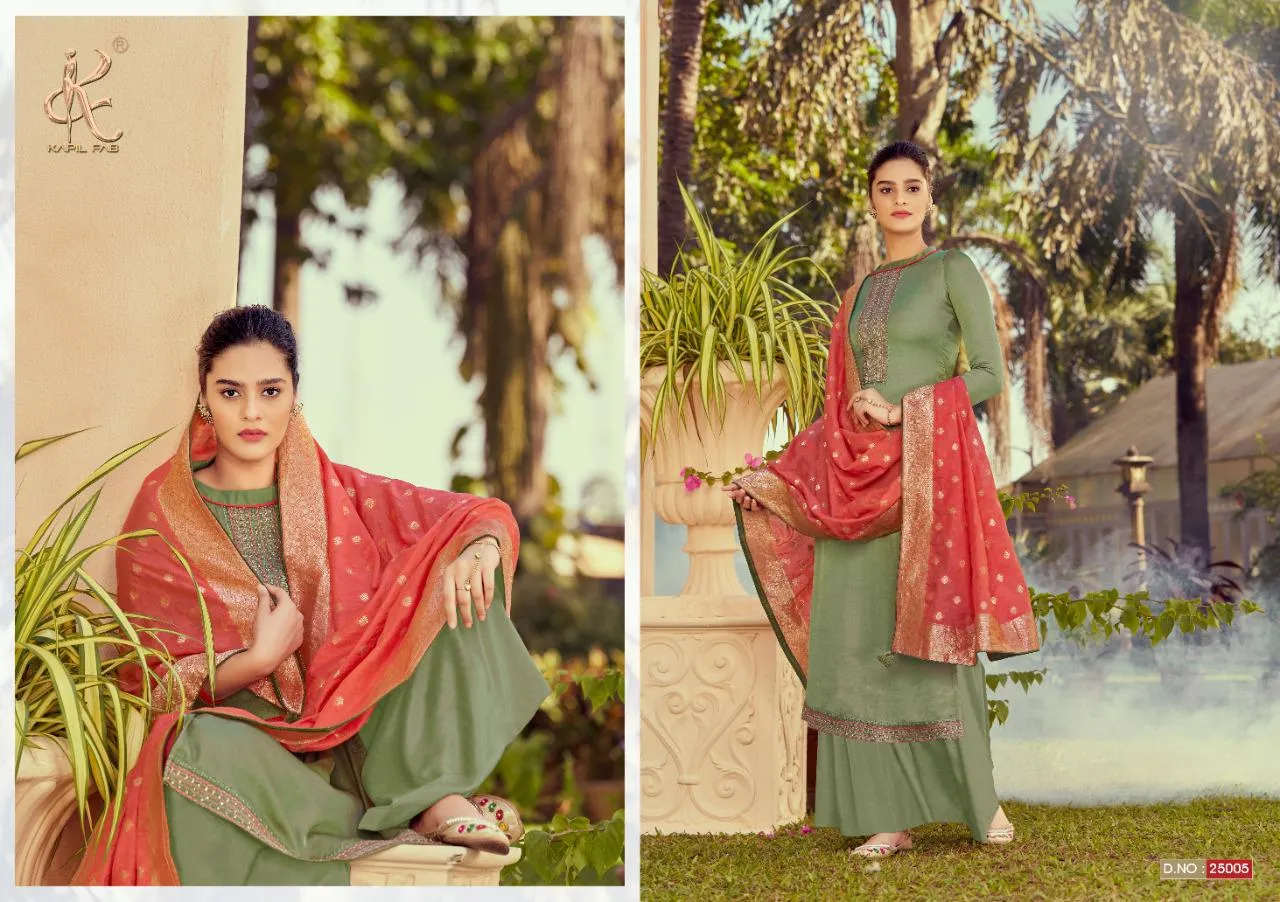 Kapil Fab Italian Silk Embroiderey Designer Work Salwar Suit