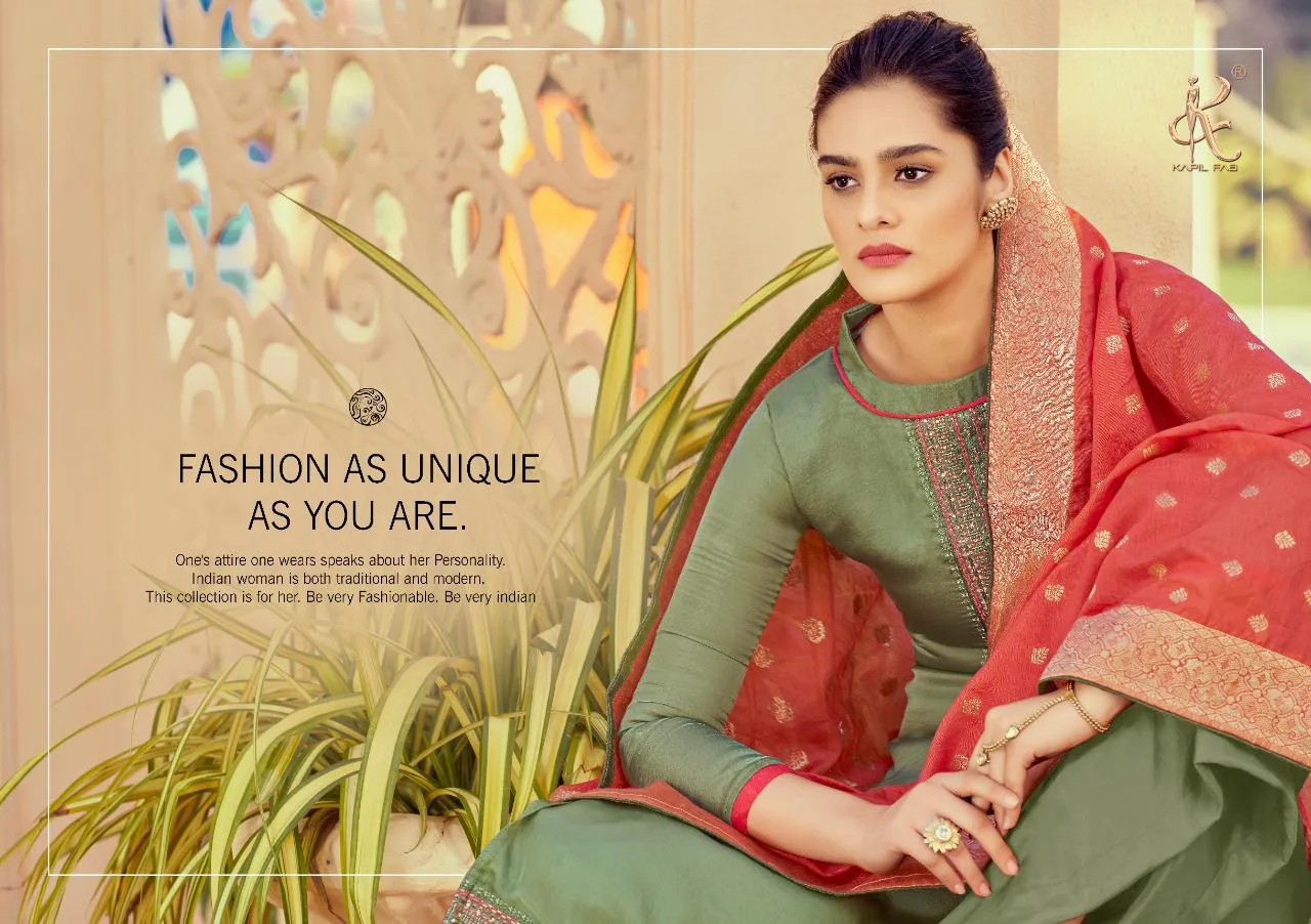 Kapil Fab Italian Silk Embroiderey Designer Work Salwar Suit