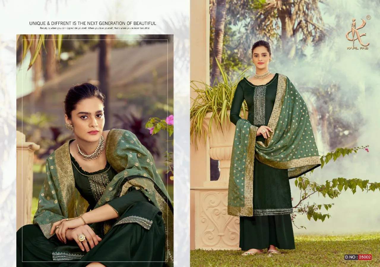 Kapil Fab Italian Silk Embroiderey Designer Work Salwar Suit