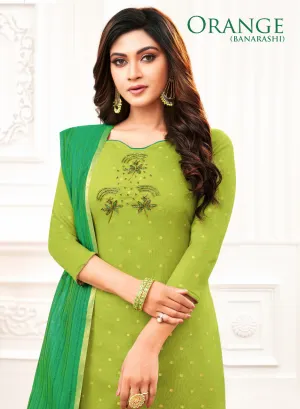 KAPIL TRENDZ BRINGS ORANGE BANARASI JACQUARD BUTTI WITH HANDWORK