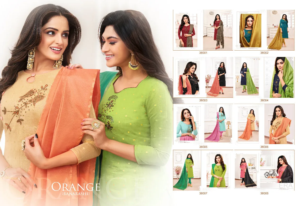 KAPIL TRENDZ BRINGS ORANGE BANARASI JACQUARD BUTTI WITH HANDWORK