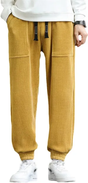 keusyoi Autumn Winter Corduroy Sweatpants Men Baggy Joggers Fashion Streetwear Loose Casual Harem Pants Plus Size