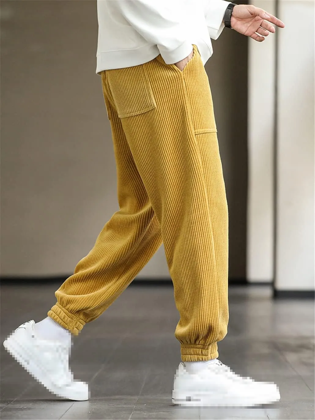 keusyoi Autumn Winter Corduroy Sweatpants Men Baggy Joggers Fashion Streetwear Loose Casual Harem Pants Plus Size