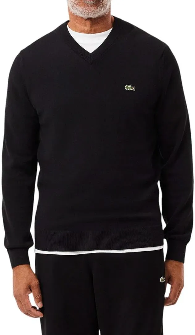 Lacoste Men's Long Sleeve Regular Fit V-neck Organic Cotton Sweater