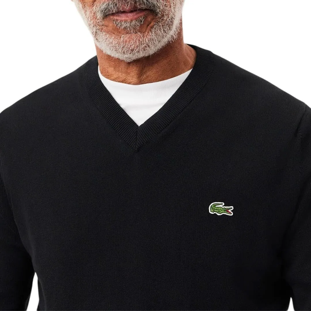 Lacoste Men's Long Sleeve Regular Fit V-neck Organic Cotton Sweater