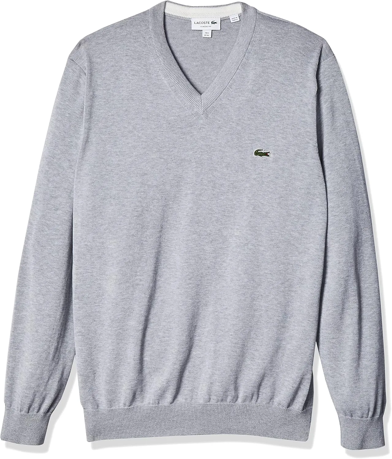 Lacoste Men's Long Sleeve Regular Fit V-neck Organic Cotton Sweater