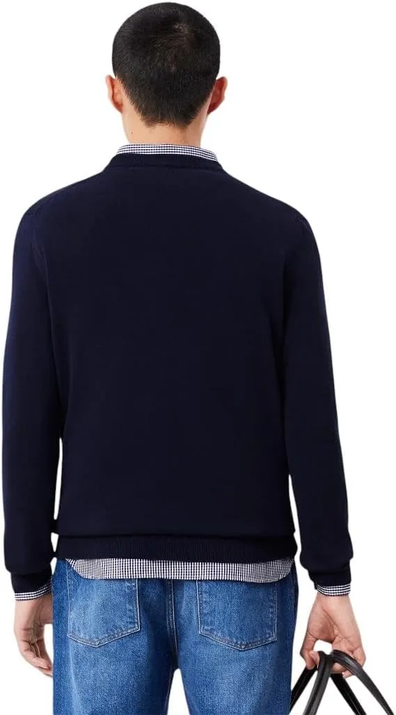 Lacoste Men's Long Sleeve Regular Fit V-neck Organic Cotton Sweater