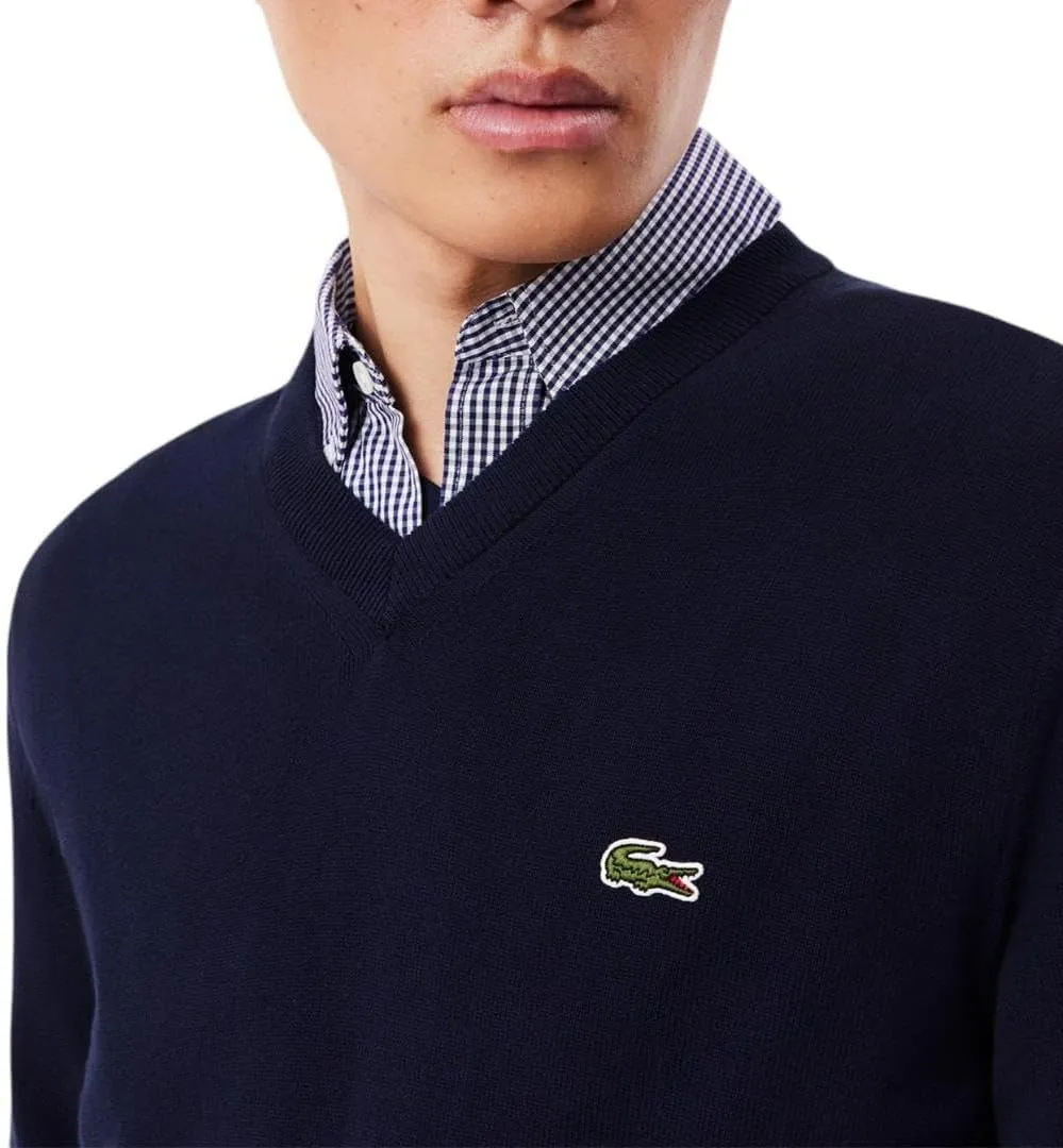 Lacoste Men's Long Sleeve Regular Fit V-neck Organic Cotton Sweater